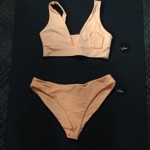 Lulu’s Daniella Neon Peach Bikini Top and Bottom